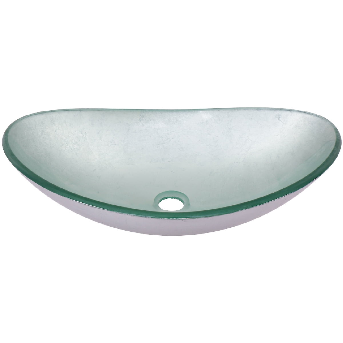Silver Oval Glass Above-Counter Vessel Sink, 21.5"