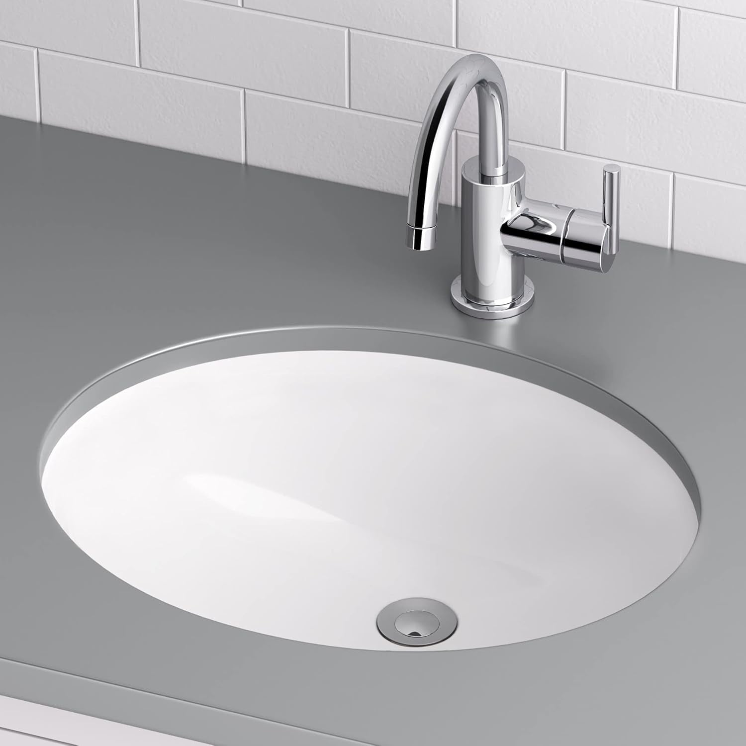 Miseno MNO1714OUBWH 20" Oval Undermount Bathroom Sink - White