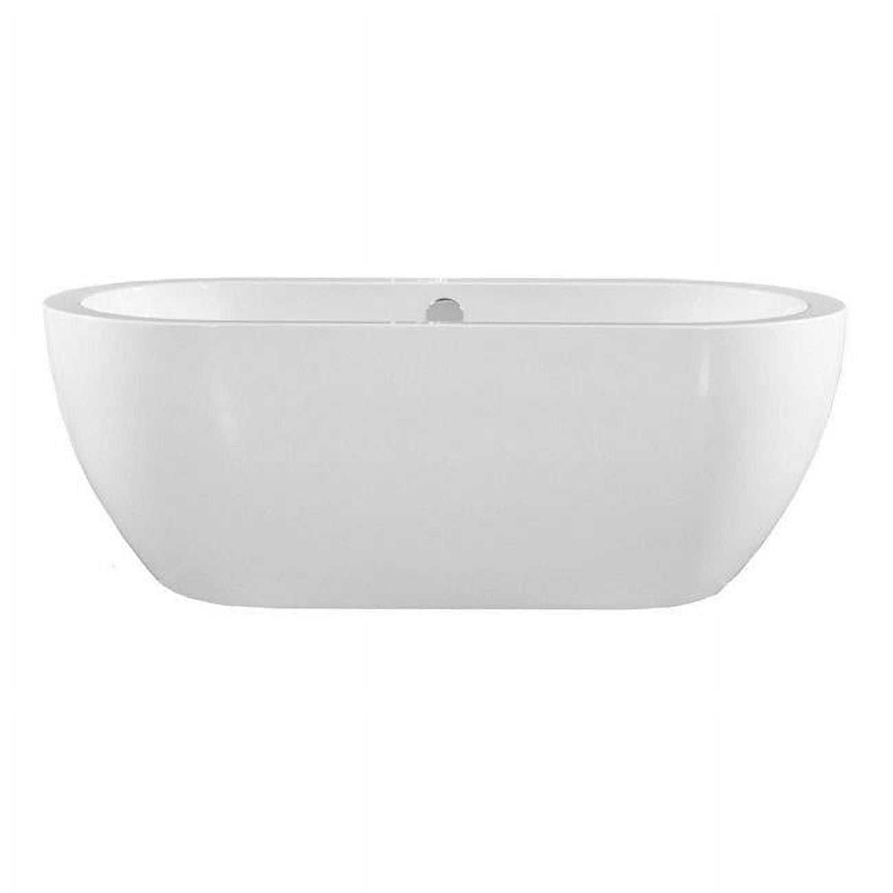 White Acrylic 67" Freestanding Soaking Tub with Center Drain