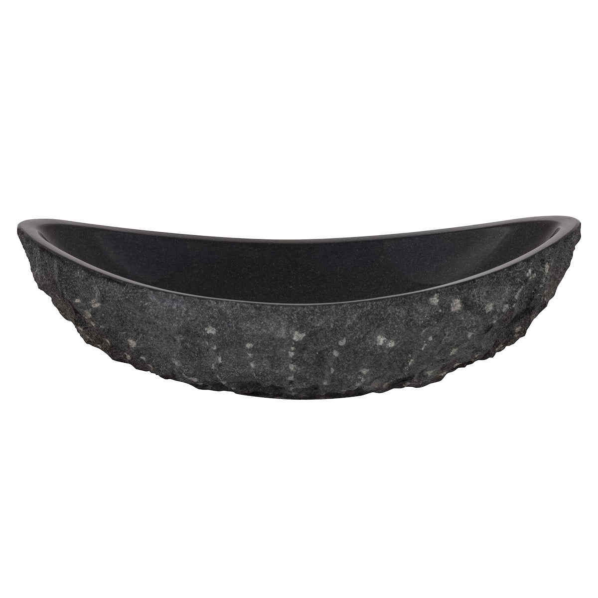 Natural Black Granite Oval Vessel Sink, 20" x 12"