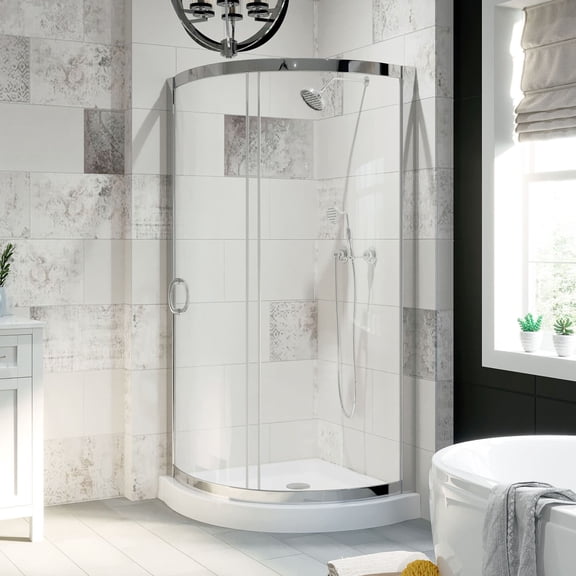 Miseno MSD-OB3478KIT-CHRAC Breeze 35 In. L X 35 In. W X 77 In. H Round Corner Shower Kit -