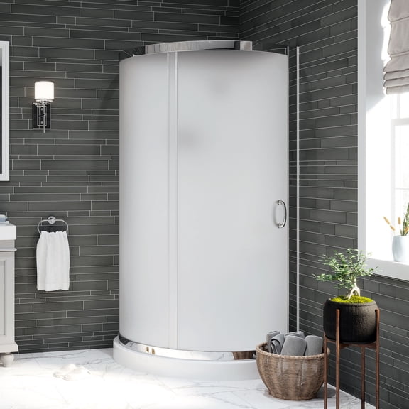 Miseno MSD-OB3678KIT-F-CHRAC Breeze 40 In. L X 40 In. W X 77 In. H Round Corner Shower Kit