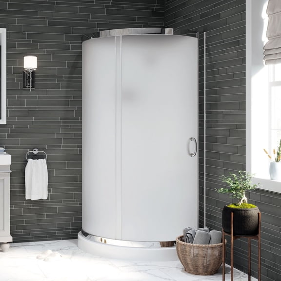 Miseno MSD-OB3678KIT-F-CHRAC Breeze 40 In. L X 40 In. W X 77 In. H Round Corner Shower Kit
