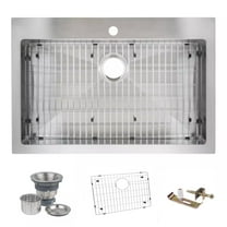 Miseno MNO3322SRTM 33-in x 22-in Stainless Steel Single Bowl Drop-In or Undermount 1-Hole Residential Kitchen Sink