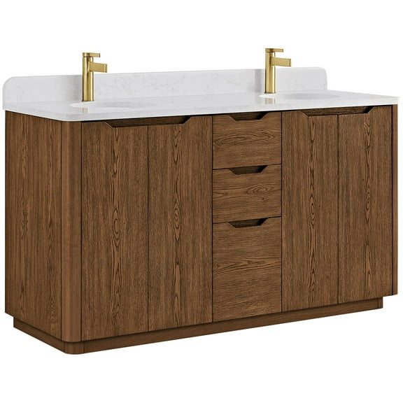 Miseno Mv-Abuj60m-Gw Abuja 60" Free Standing Double Basin Vanity Set - Oak Weathered Brown