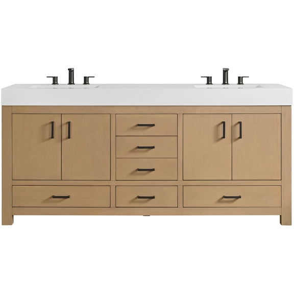 Miseno MN520V72WMO Alanya 72" Free Standing Double Basin Vanity Set - Warm Oak
