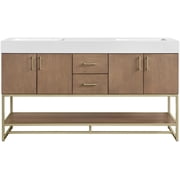Miseno MN521V60DWLD Mauri 60" Free Standing Double Basin Vanity Set - Walnut Drift