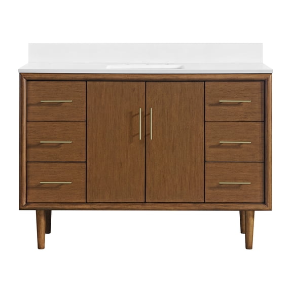 Miseno MN252V48MPW Mertola 48" Free Standing Single Basin Vanity Set - Dark Maplewood