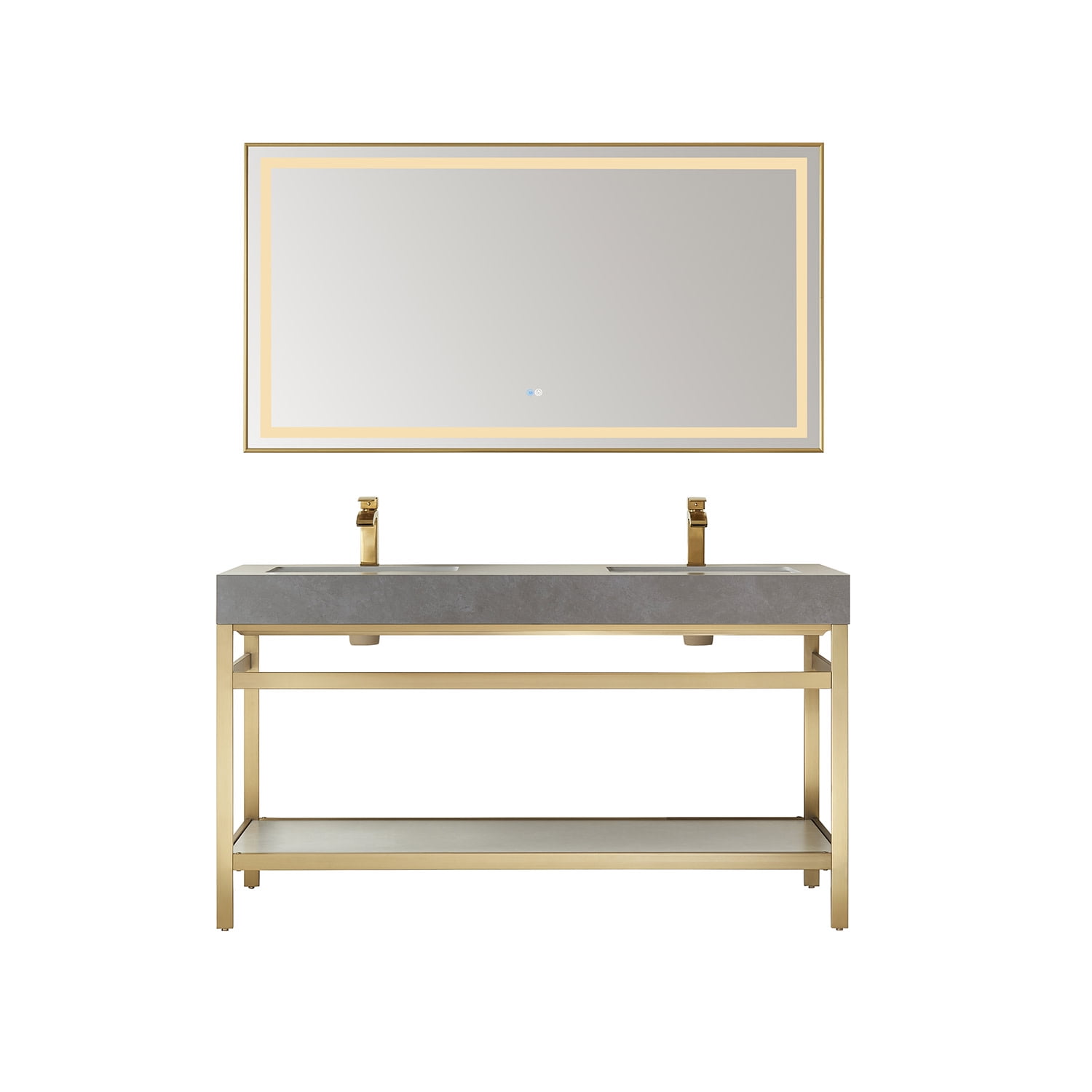 Miseno 702560M-BG-WK Funes 60" Free Standing Double Basin Vanity Set - Brushed Gold / Gray