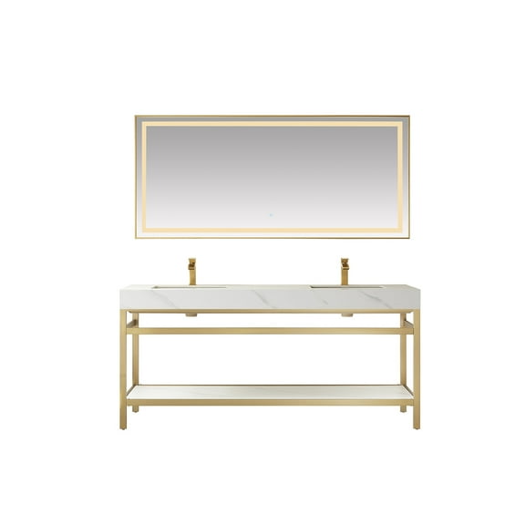 Miseno Mv702572 Funes 72" Free Standing Double Basin Vanity Set - Brushed Gold / White