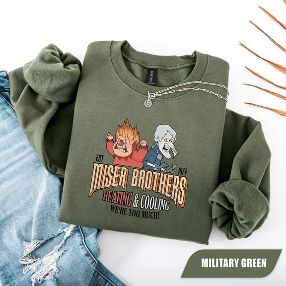 Miser Brothers Heating And Cooling Sweatshirt, Miser Brothers Too Much Shirt, Heat And Snow, Snow Heat Miser Gift, Miser Brothers Christmas