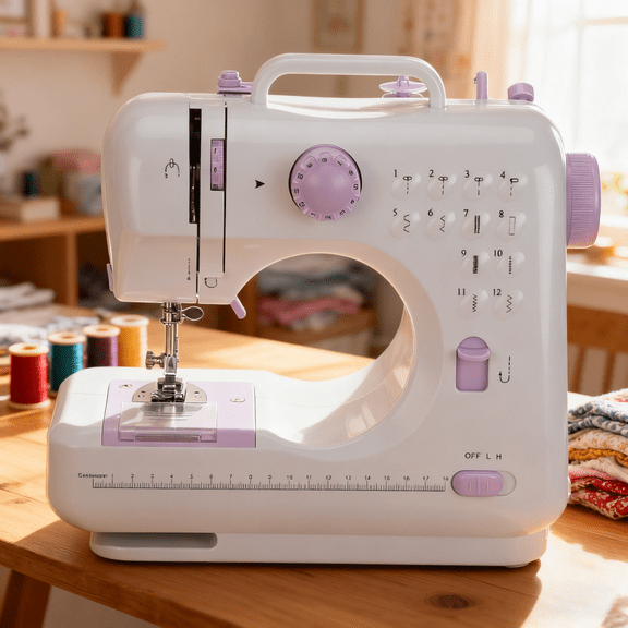 Miserwe Mini Portable Electric Sewing Machine, 12 Built-In Stitches, With Foot Pedal Function, Suitable For Handcrafting, Clothing And Repair