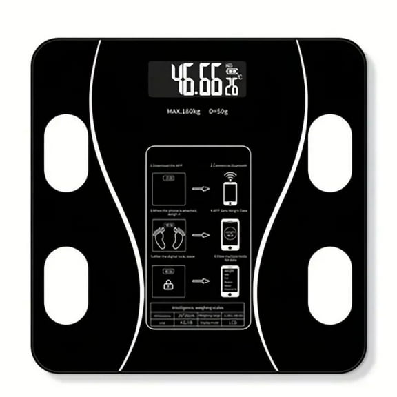 Miserwe Smart Bluetooth weighing scale, bathroom wireless smart digital multi-functional weight measurement, with lighting LED display, body composition analyzer with smart phone application