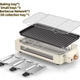 thumbnail image 1 of Miserwe non-smoking electric grill, equipped with a three-layer cheese tray and an oil filter, with a detachable non-stick frying pan, portable grill, electric grill, with grill tray and grill net, 1 of 8