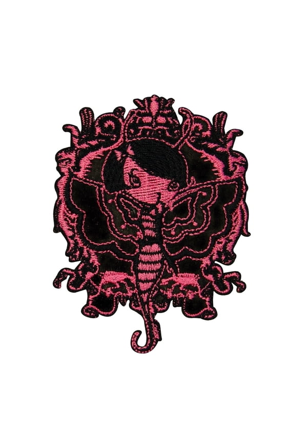 Misery Pink Butterfly Girl Patch Artist Girl Fly Embroidered Iron On Applique