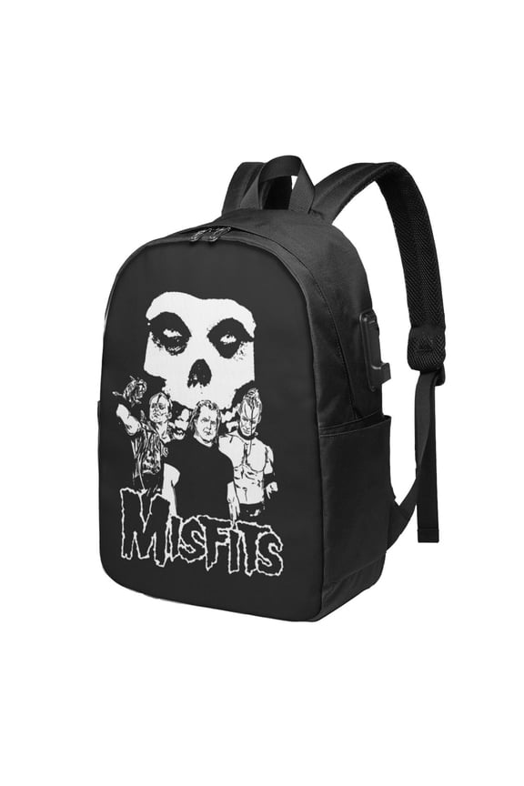 Misfits Backpack Fashion Travel Backpack Laptop Backpack 17 Inch External Usb Interface Headphone Line Interface