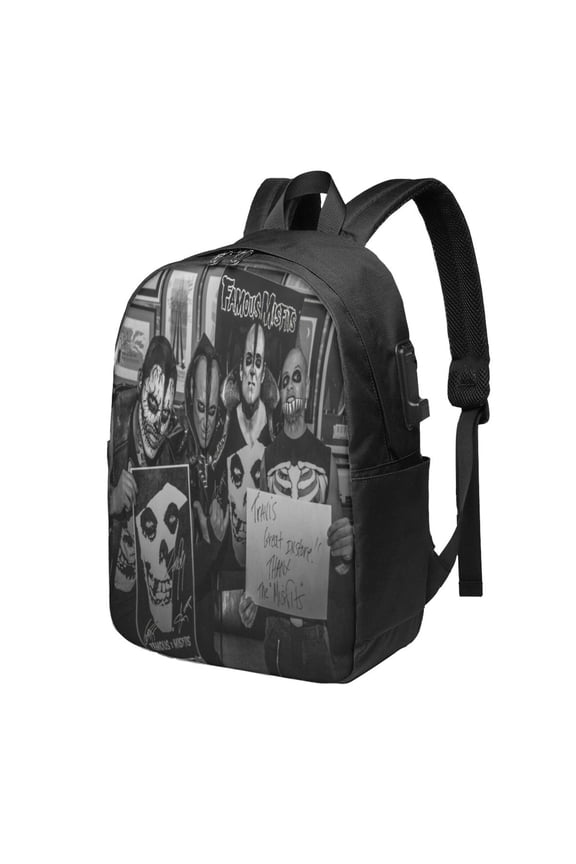 Misfits Backpack Fashion Travel Backpack Laptop Backpack 17 Inch External Usb Interface Headphone Line Interface