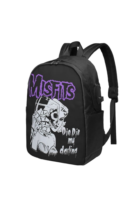 Misfits Backpack Fashion Travel Backpack Laptop Backpack 17 Inch External Usb Interface Headphone Line Interface