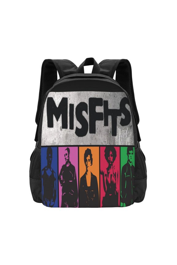 Misfits Backpack Fashion Travel Backpack Laptop Backpack Simple And Large Capacity Backpack 16.5 Inch