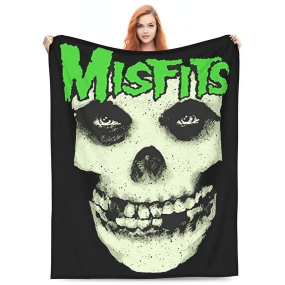 Misfits 'Glow Jurek Skull' Flannel Blanket Funny Ultra-Soft Micro Warm Throw Blanket Fleece Blanket Interesting Gift 50"X40"