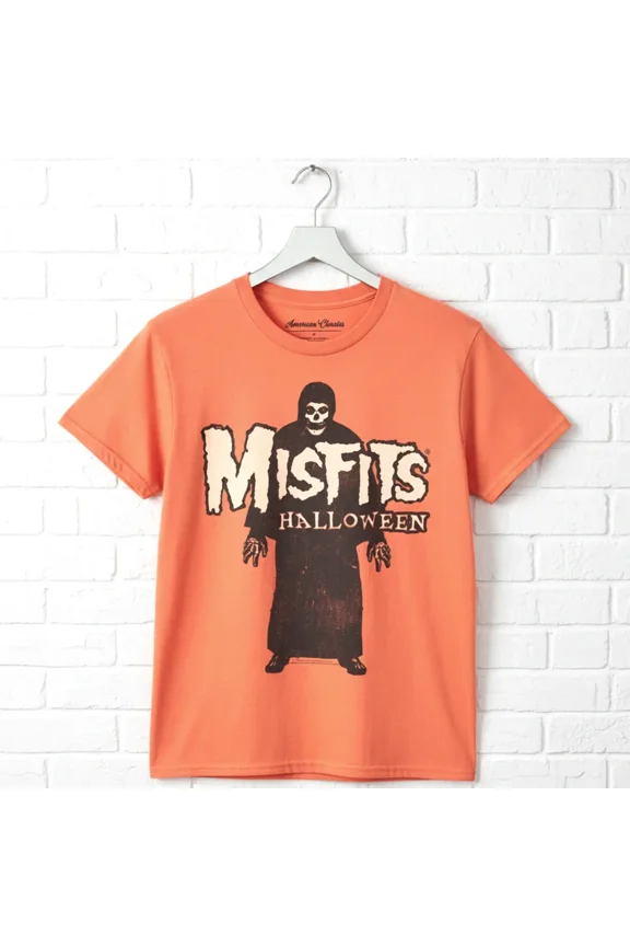 Misfits Halloween Fiend Men’s T Shirt (OrangeHeather, AdultS)