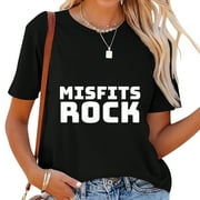 ANYPINK Misfits Rock Fashionable Graphic Tees for Women – Short Sleeve T-Shirt for Summer Black S