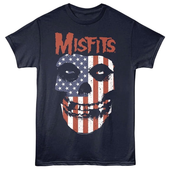 Misfits Star-Spangled Skull Men's T Shirt (Navy, AdultL)