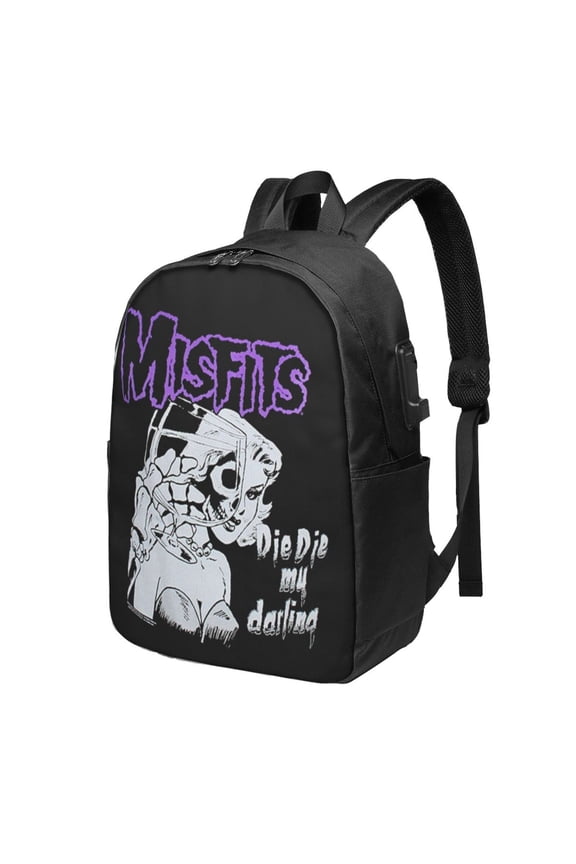 Misfits The Die Die My Darling Backpack Fashion Travel Backpack Laptop Backpack 17 Inch External Usb Interface Headphone Line Interface