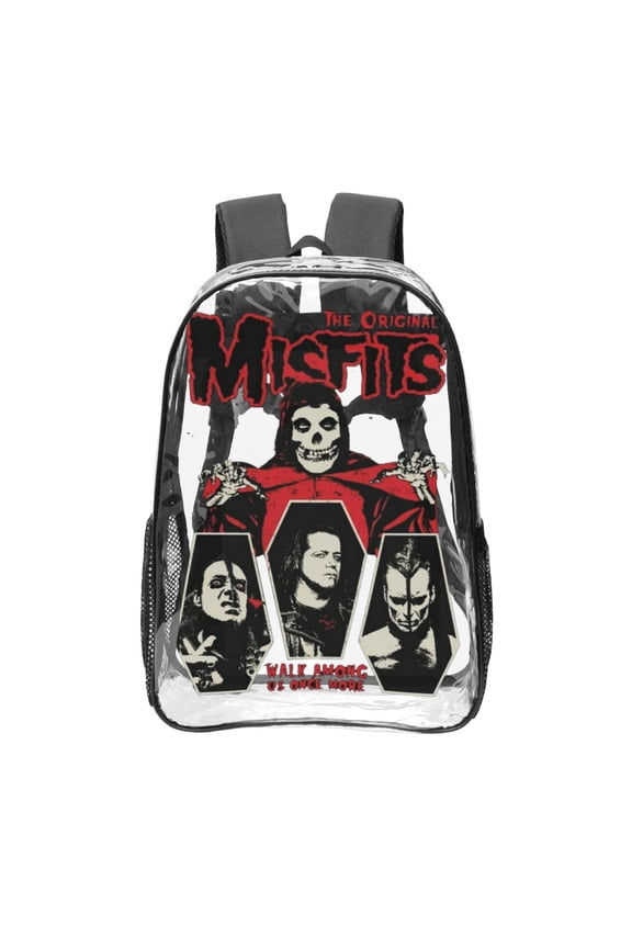 Misfits Transparent Backpack Fashion Travel Backpack Laptop Backpack 16 Inch