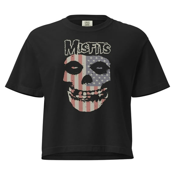 Misfits USA Skull Mineral Wash Womens Crop Top