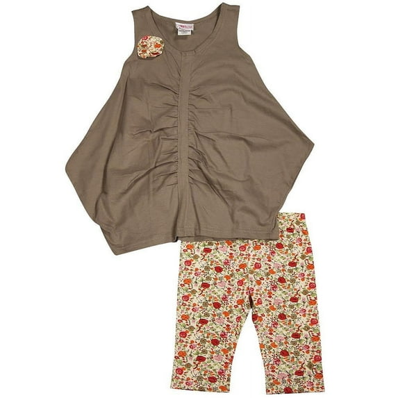 Mish - Little Girls 2-Piece Capri Set 33534-2 (Olive/Multi Floral)