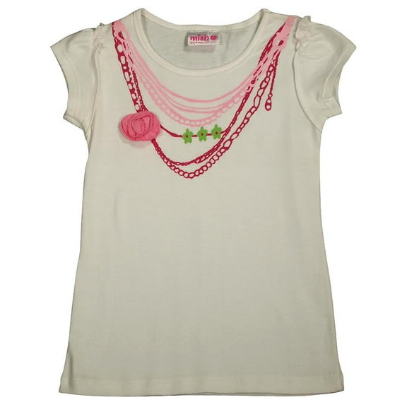Mish - Little Girls' Short Sleeve Top 33542-4 (white necklace)