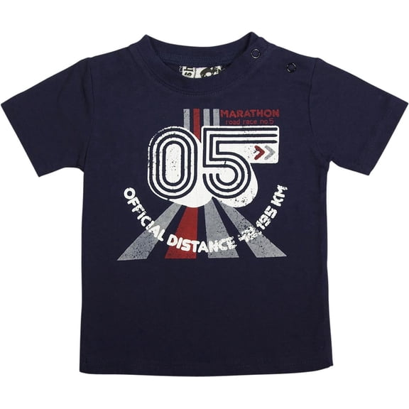 Mish Mish Baby Boys Infant Toddler Cotton Short Sleeve T - Shirt Top Tee 28957-12Months (Navy Marathon Distance)