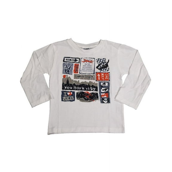 Mish Mish Baby Infant Boys Long Sleeve Graphic Tee Shirt Top 34525-18Months (White 1 NYC)