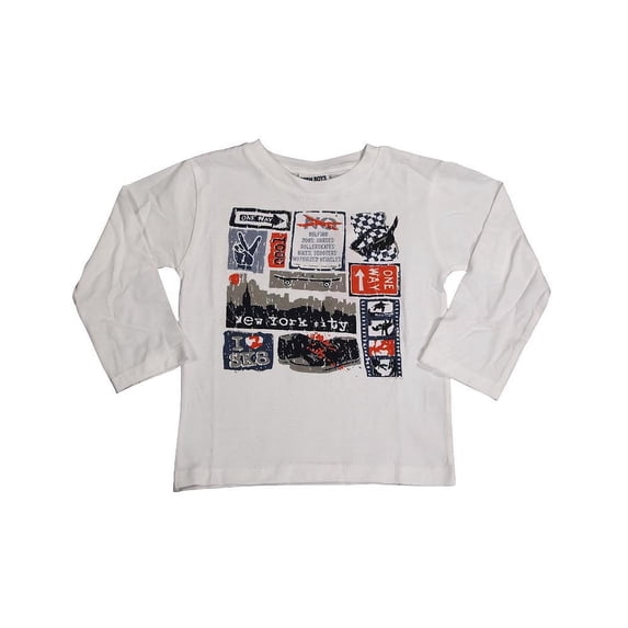 Mish Mish Baby Infant Boys Long Sleeve Graphic Tee Shirt Top 34525-18Months (White 1 NYC)