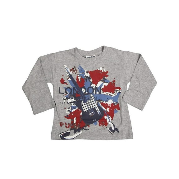 Mish Mish Baby Infant Boys Long Sleeve Graphic Tee Shirt Top 34527-24Months (Grey London Guitar)