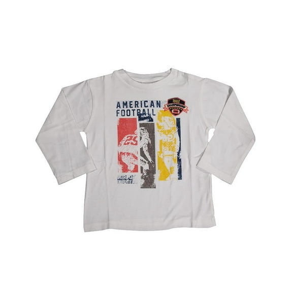 Mish Mish Baby Infant Boys Long Sleeve Graphic Tee Shirt Top 34529-18Months (White 2 Football)