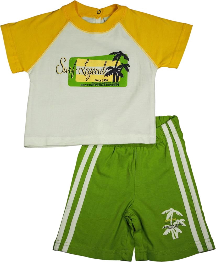 Mish Mish Boys Sizes 5-7 Cotton Short Sleeve Tank Tee Shirts Short Sets 11842-7 (yellow/lime)