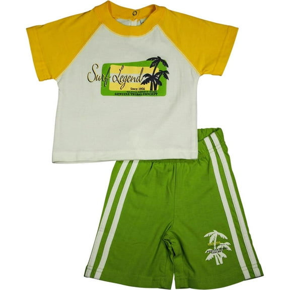 Mish Mish Boys Sizes 5-7 Cotton Short Sleeve Tank Tee Shirts Short Sets 11842-7 (yellow/lime)