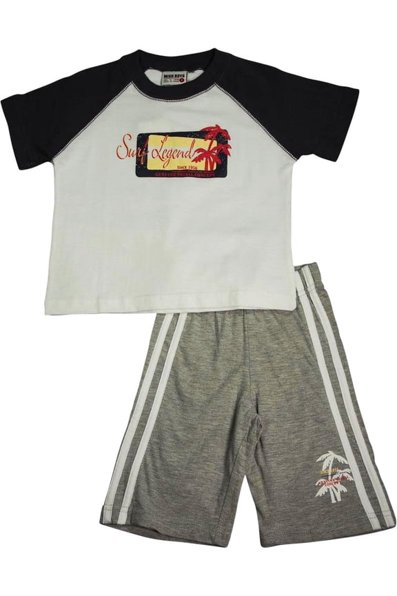 Infant Toddler Boys Cotton Short Sleeve Tank Tee Shirts Short Sets 11825-2T (blue/grey)