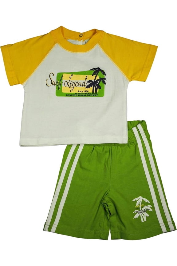 Toddler & Little Boys Cotton Short Sleeve Short Sets SZ 2T - 7 17827-4T (Yellow Lime Surf Legend)