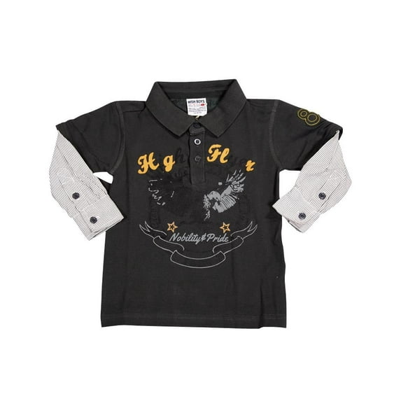 Mish Toddler & Little Boys Long Sleeve Graphic Tee Shirt Top 34507-3 (COAL HIGH FLYER)