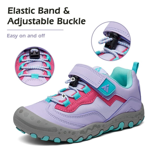Mishansha Kids Hiking Shoes Boys Girls Sneakers Tennis Shoes Toddler Slip on Running Sports Gym Purple 9.5 toddler
