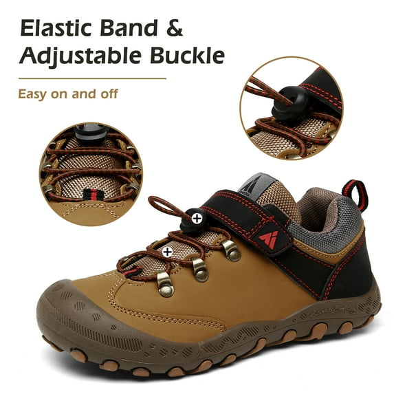 Mishansha Kids Sneakers Boys Girls Hiking Shoes Lightweight Velcro Tennis Shoes Toddler Running Walking Gym Brown 1 little_kid