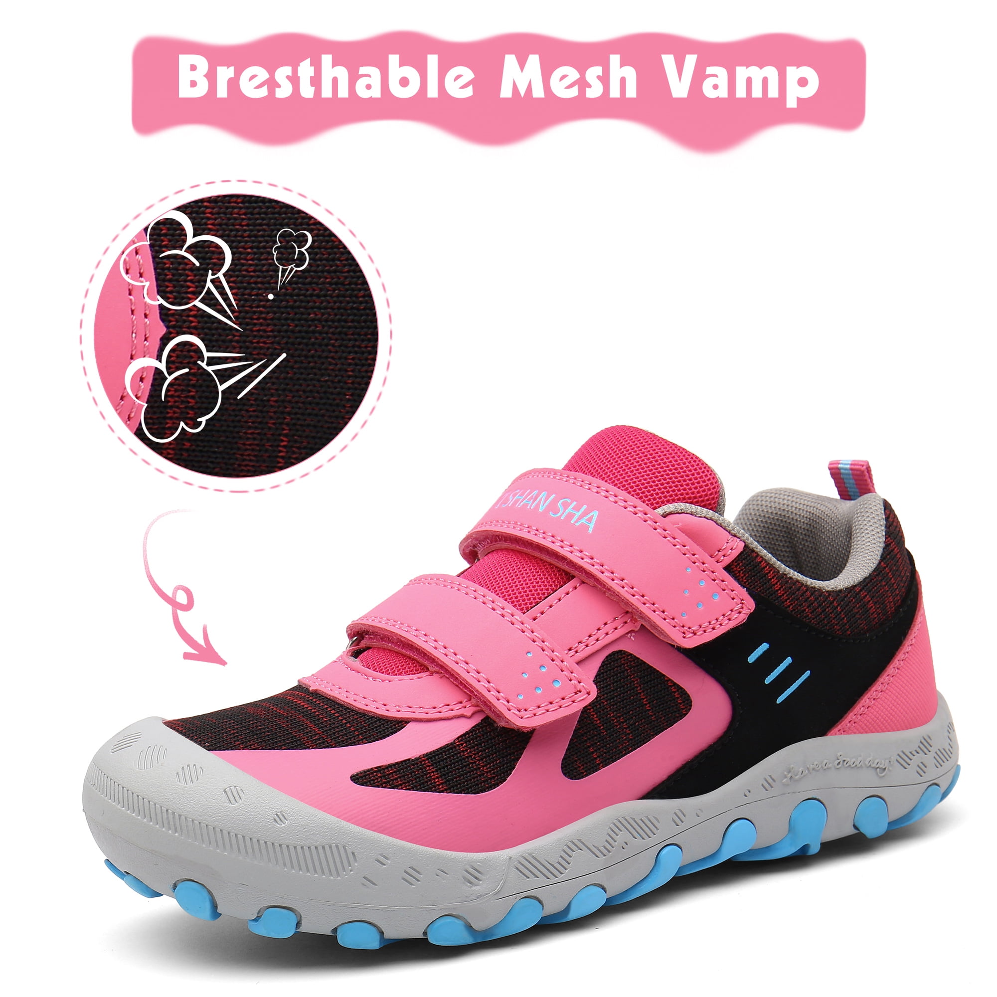 Mishansha Kids Sneakers Boys Girls Hiking Shoes Lightweight Velcro