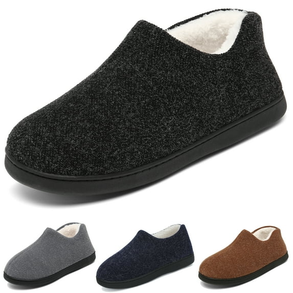 Mishansha Men Home Slippers Memory Foam Fleece Lined Winter Houseshoes