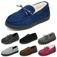 thumbnail image 1 of Mishansha Women Men Memory Foam Moccasin Slippers Blue, 1 of 7