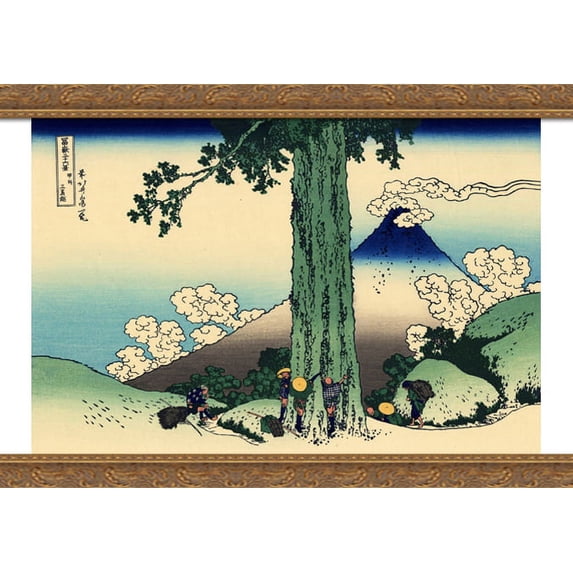 Mishima pass in Kai province 40x28 Large Gold Ornate Wood Framed Canvas Art by Katsushika Hokusai