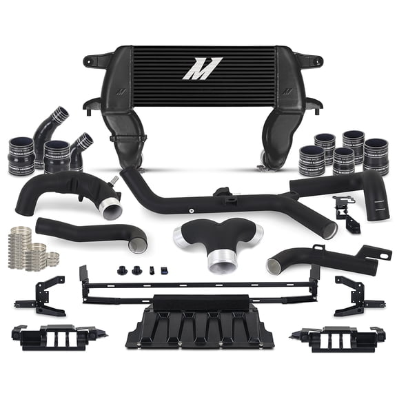 Mishimoto High-mount Intercooler Kit, Compatible with 2021+ Ford Bronco 2.7L, Black Intercooler, Black Pipes