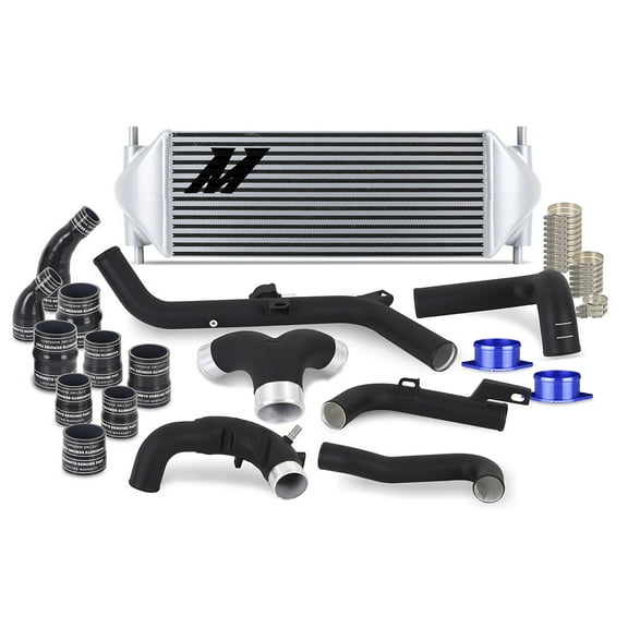 Mishimoto Intercooler Kit, Compatible with 2021+ Ford Bronco 2.7L, Silver Intercooler, Black Pipes